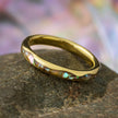 Abalone Wedding Band in Yellow Gold, Wavy Design-3415 - Jewelry by Johan
