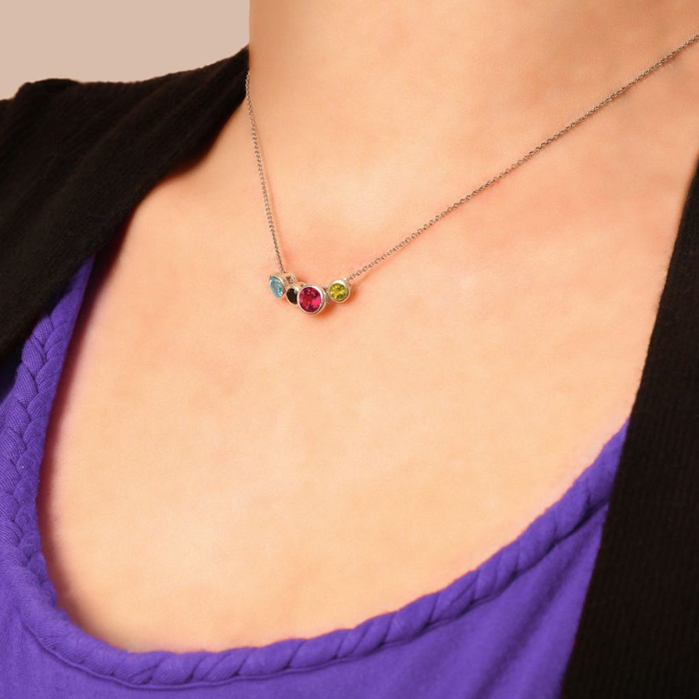 Mother's Necklace Bezel Set Gemstone Pendant Necklace