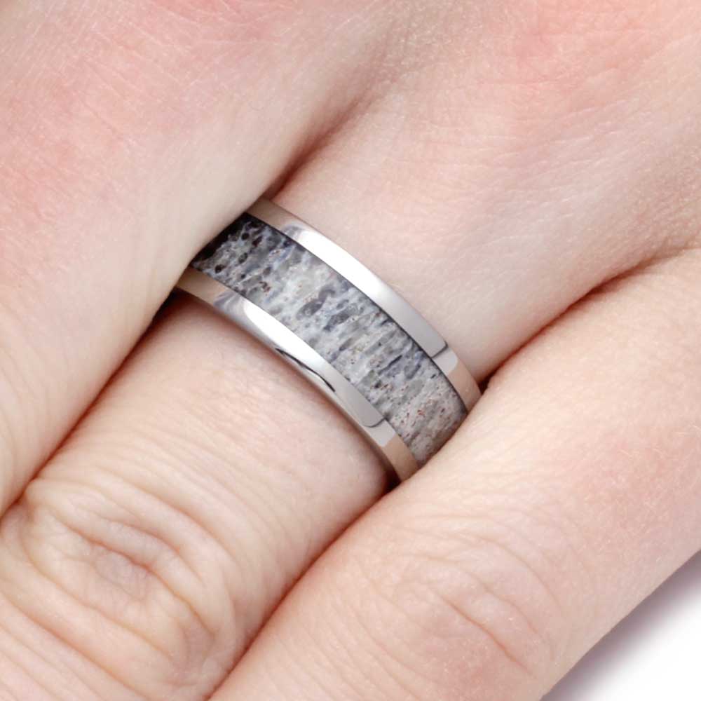 8mm Deer Antler & Titanium Ring, In Stock-SIG3008 - Jewelry by Johan