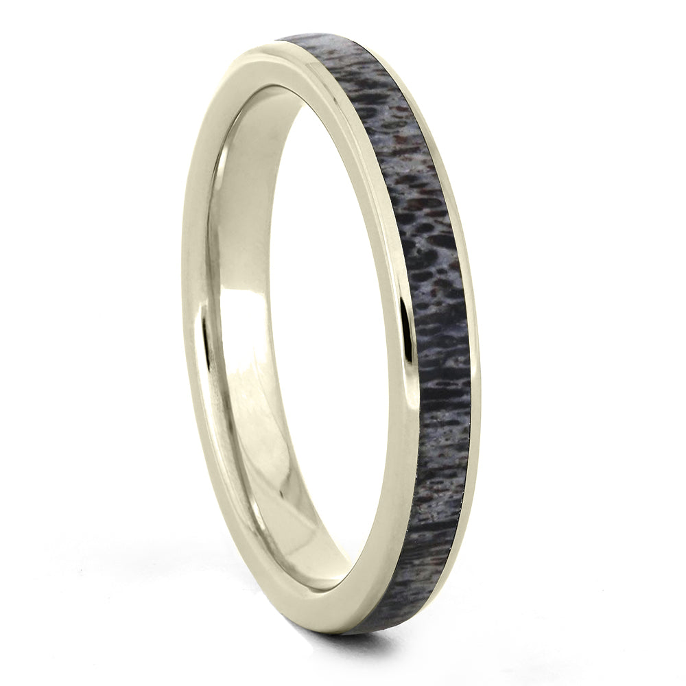 Custom Women's Deer Antler Wedding Band, 3mm Ring - Jewelry by Johan