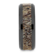 Black Ceramic Ring with Antler Inlay and Beveled Edges-1756 - Jewelry by Johan