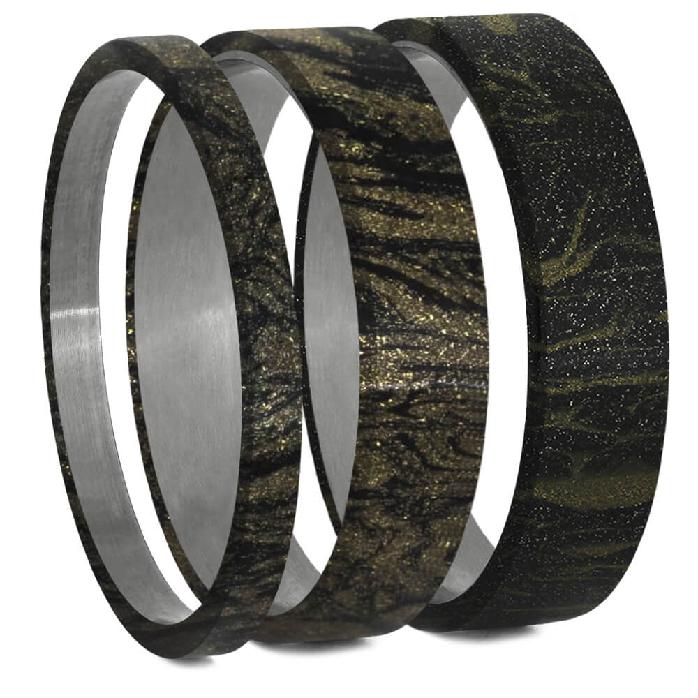 Black & Gold Mokume Gane Inlays for Interchangeable Rings, 2MM, 5MM or 6MM-INTCOMP-MOK - Jewelry by Johan