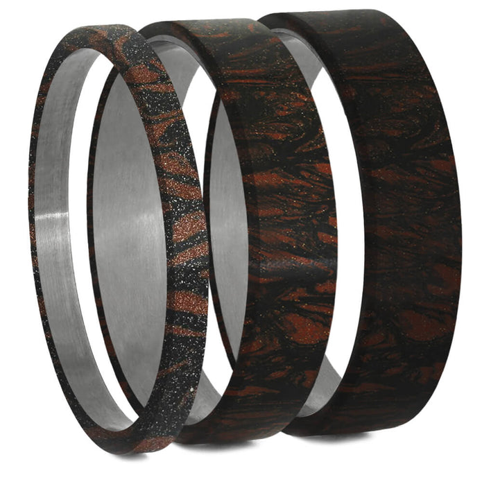 Black & Red Mokume Gane Inlays for Interchangeable Rings, 2MM, 5MM or 6MM-INTCOMP-MOK - Jewelry by Johan