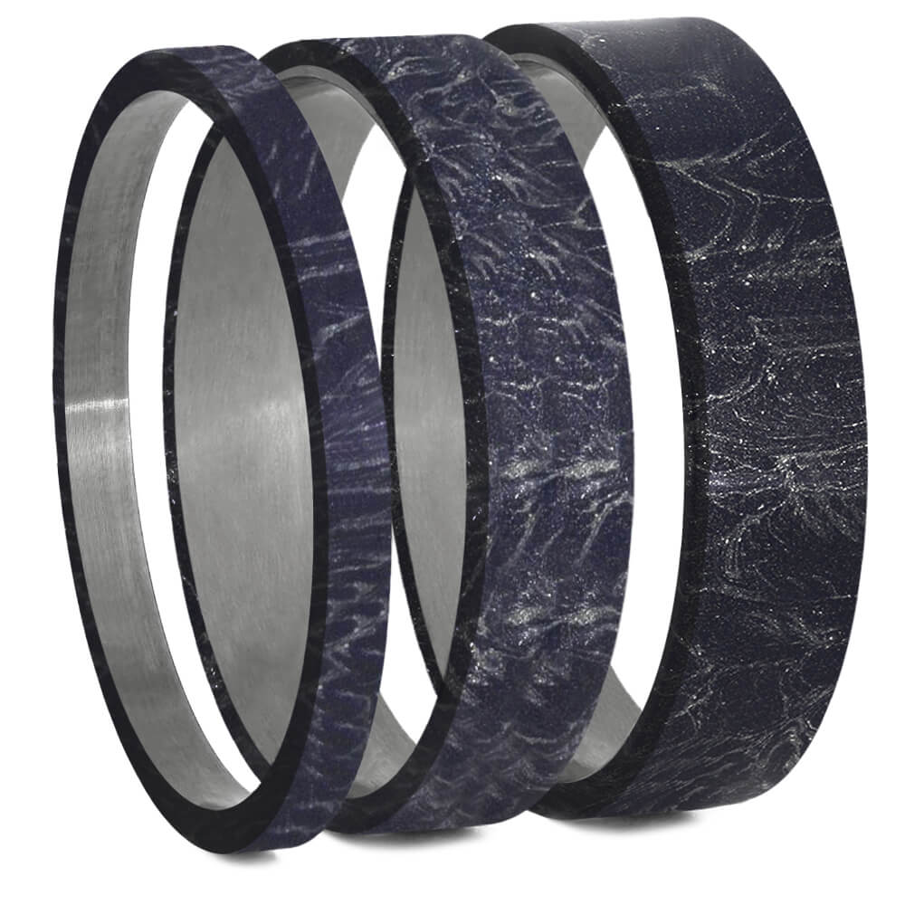 Blue Bronze & White Mokume Gane Inlays for Interchangeable Rings, 2MM, 5MM or 6MM-INTCOMP-MOK - Jewelry by Johan
