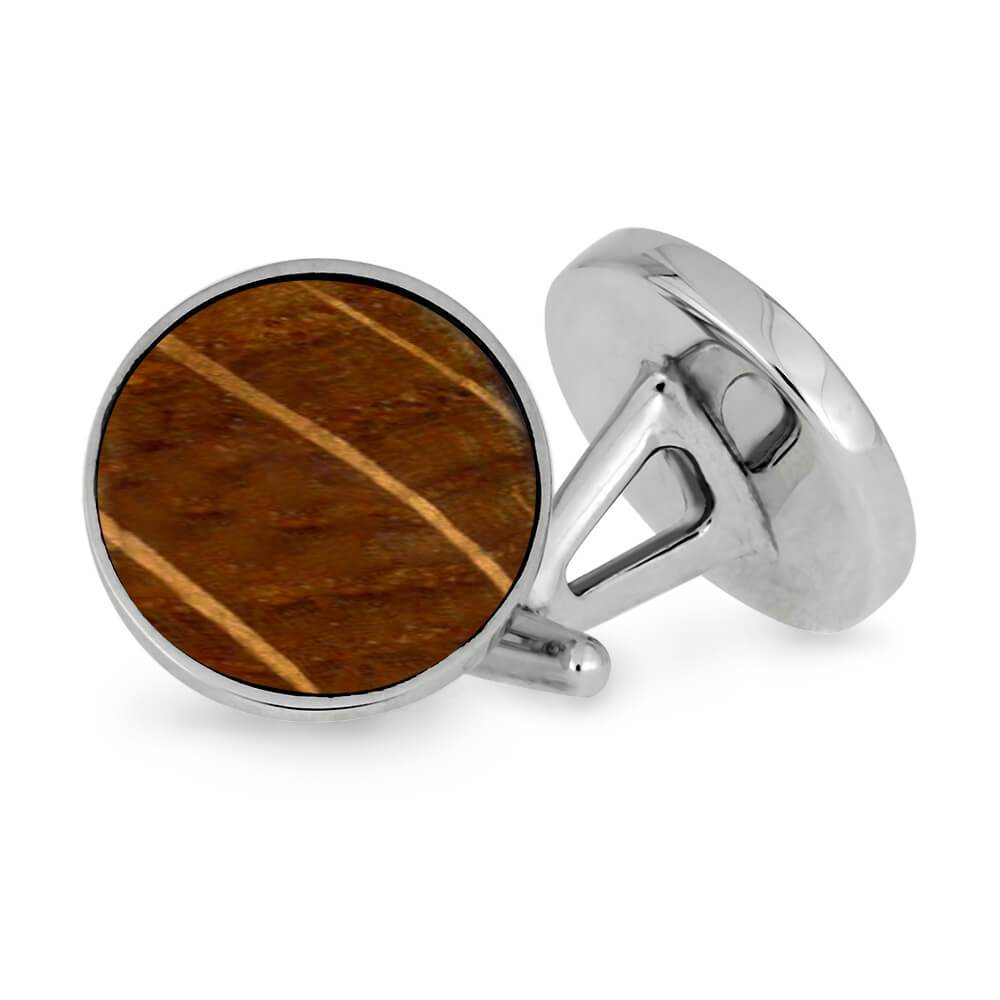 Whiskey Barrel Oak and Stainless Steel Cuff Links-CFSS-WDP - Jewelry by Johan