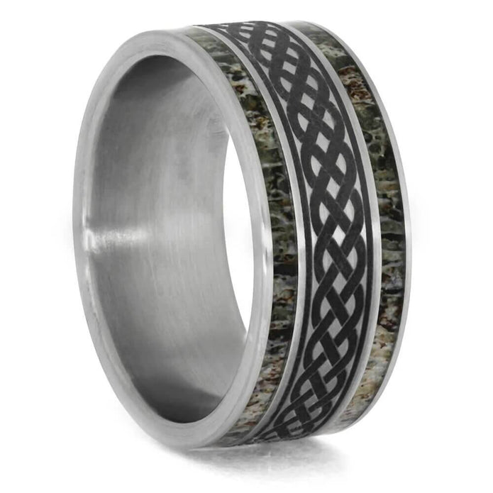 Celtic Knot Wedding Band with Deer Antler-4592 - Jewelry by Johan