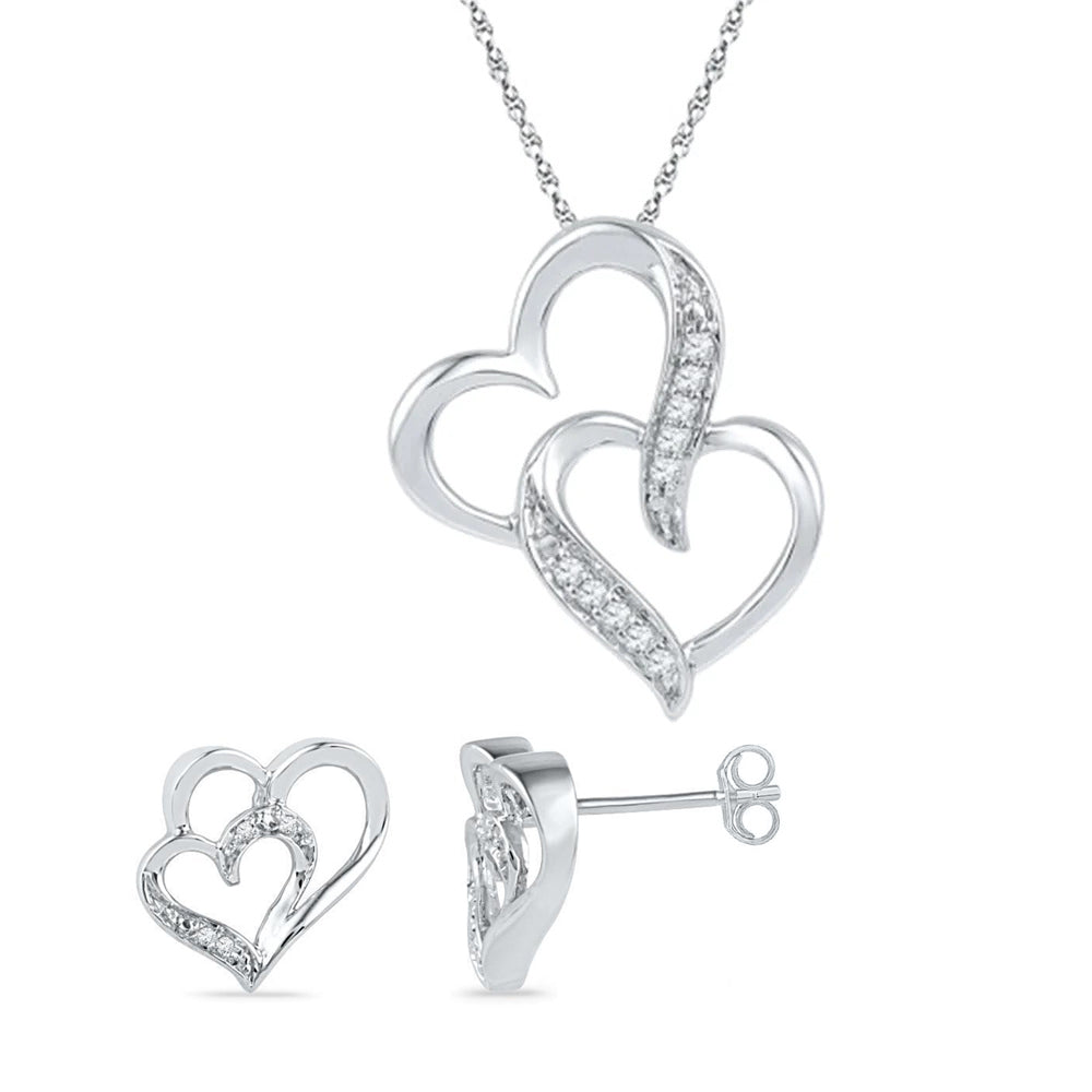 Pave CZ Heart Lock Necklace and Earrings Set in Rose Gold over Sterlin –  Lily Nily