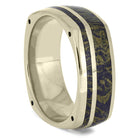 Lapis Mokume Wedding Band, White Gold Ring With Side Accents-DJ1003WG - Jewelry by Johan