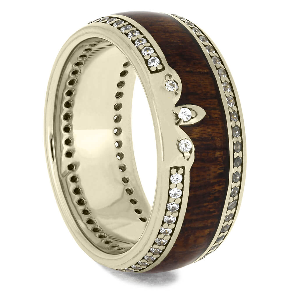 Diamond Eternity Wedding Band in White Gold With Mahogany Wood-DJ1011WG - Jewelry by Johan
