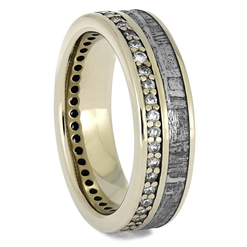 Authentic Meteorite & Diamond Eternity Ring in Solid Gold - Unknown - Send  Ring Sizer First