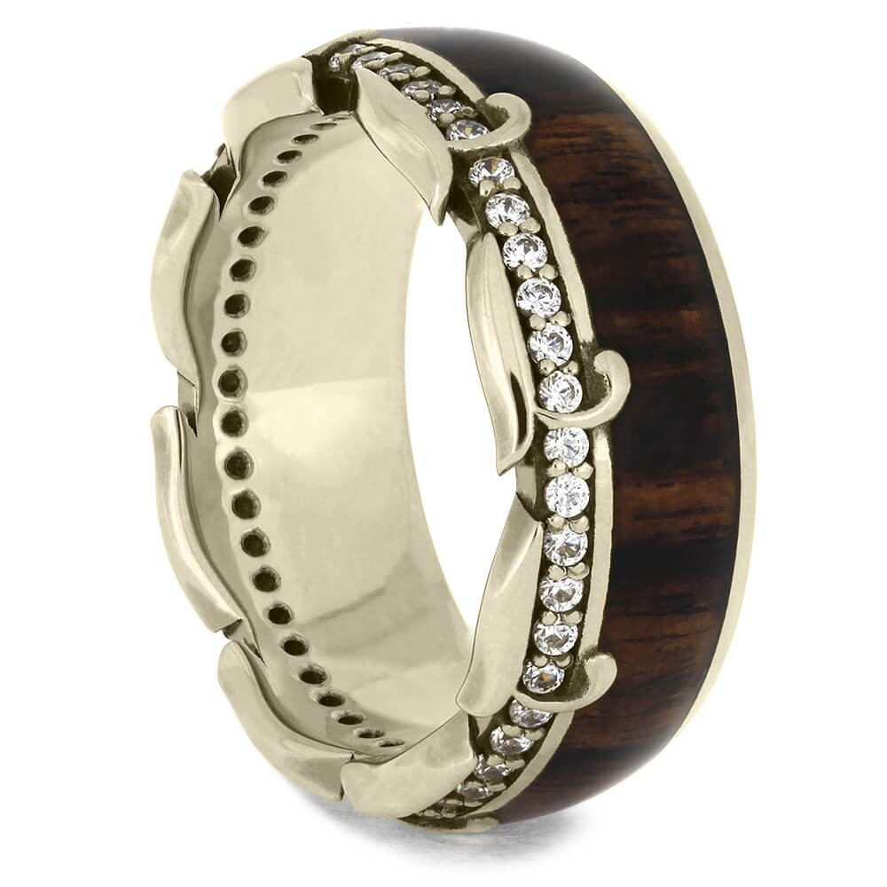 Diamond Eternity Wedding Band with Wood in White Gold