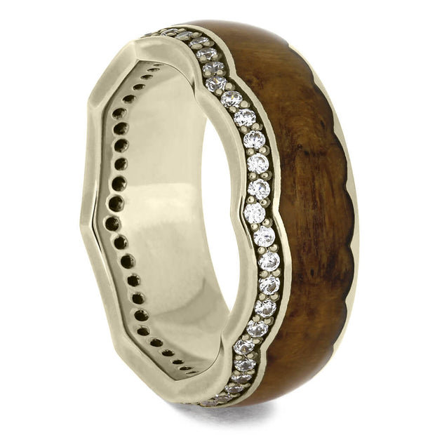 Crown Ring with Diamond Eternity in White Gold