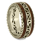 White Gold Wedding Band with Cherry Wood