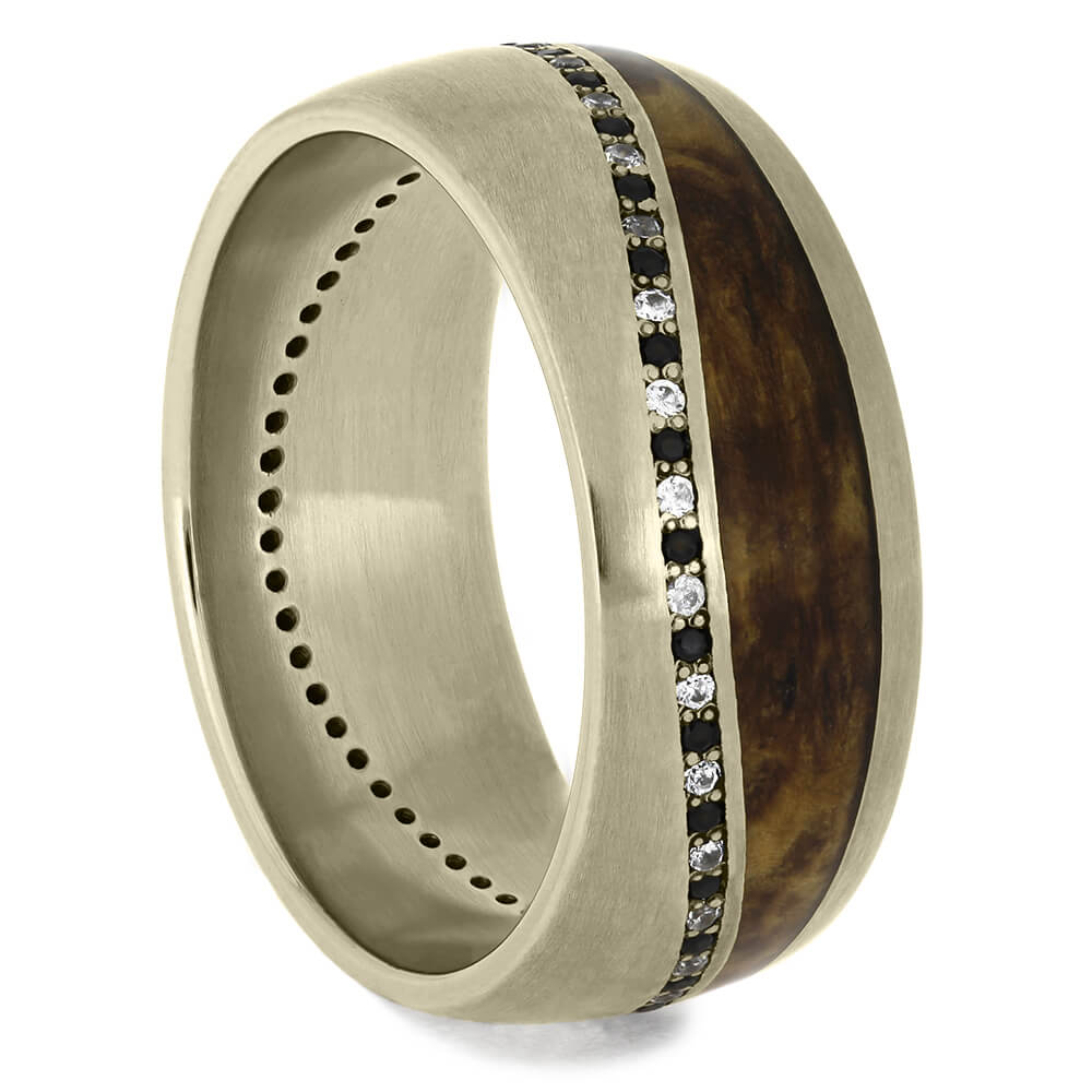 White Gold Diamond Eternity Wedding Band with Wood