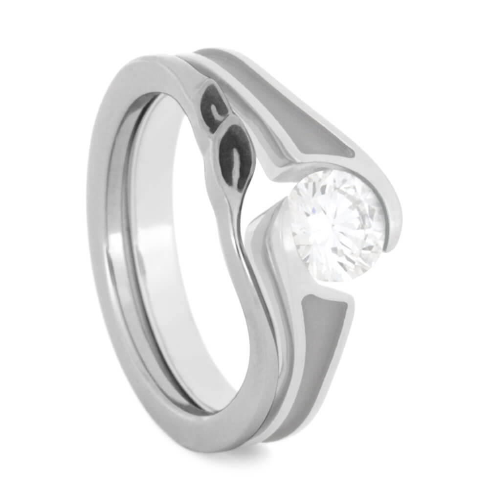 Leaf Ring, Titanium Wedding Band for Existing Engagement Ring-3183 - Jewelry by Johan