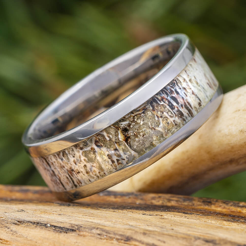 Plus Size Simple Men's Wedding Band With Antler | Jewelry by Johan
