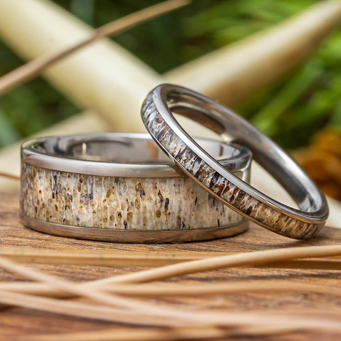 Matching Deer Antler Wedding Bands