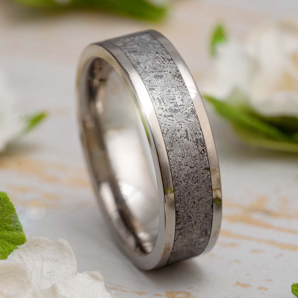 6mm Genuine Gibeon Meteorite Ring for Him or Her - Jewelry by Johan