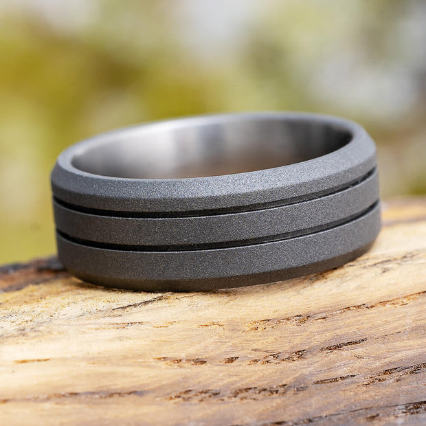 Sandblasted Titanium Wedding Band