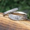 Matching Meteorite Wedding Band Set His and Hers
