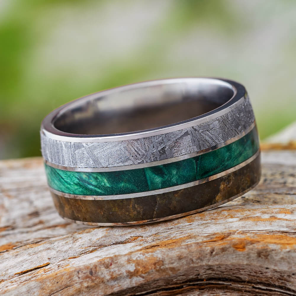 Meteorite & Dinosaur Bone Men's Wedding Band | Jewelry by Johan