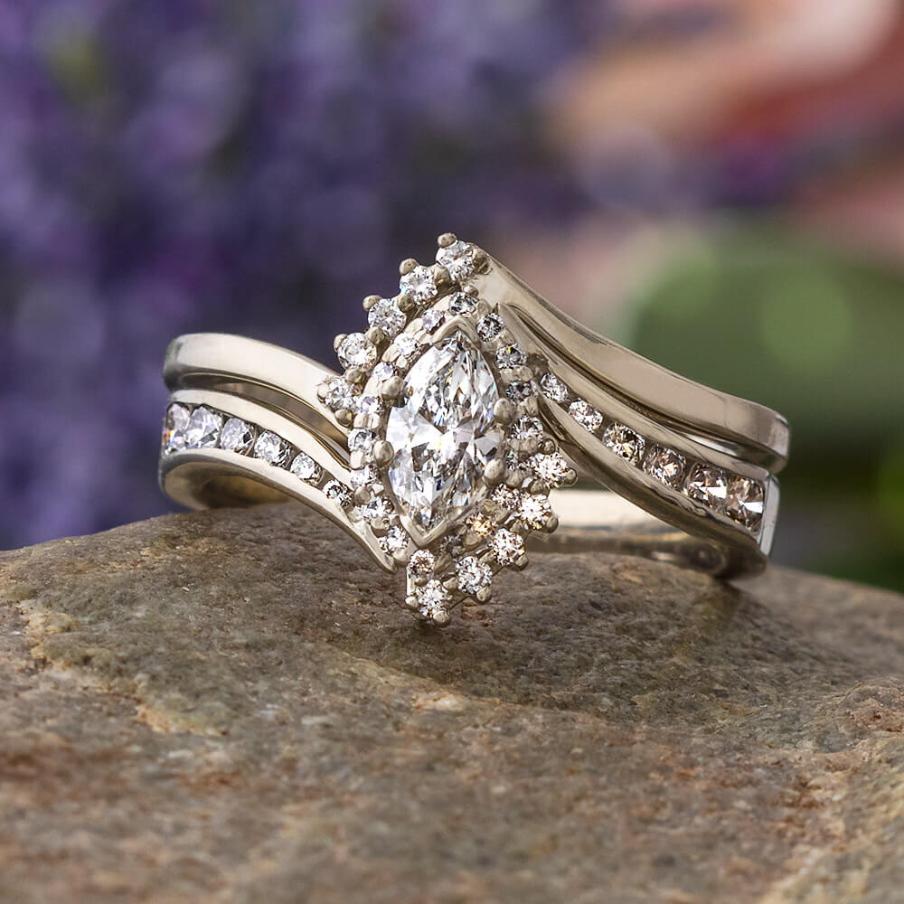 Custom Diamond Engagement Ring Design, Wedding Band Set