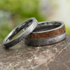 Matching Meteorite Wedding Bands with Dinosaur Bone