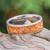 Orange Stardust Wedding Band with Meteorite