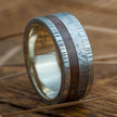 White Gold Ring with Damascus, Dinosaur Bone and Gibeon Meteorite-1726 - Jewelry by Johan