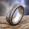 Meteorite Wedding Band Ring with Dinosaur Bone and Titanium-1783 - Jewelry by Johan