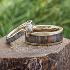 Matching Dinosaur Bone Wedding Ring Set
