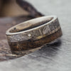 Dinosaur Bone Wedding Band With A Diamond In Meteorite-1835 - Jewelry by Johan