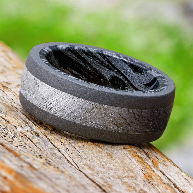 Dark Meteorite Ring for Men