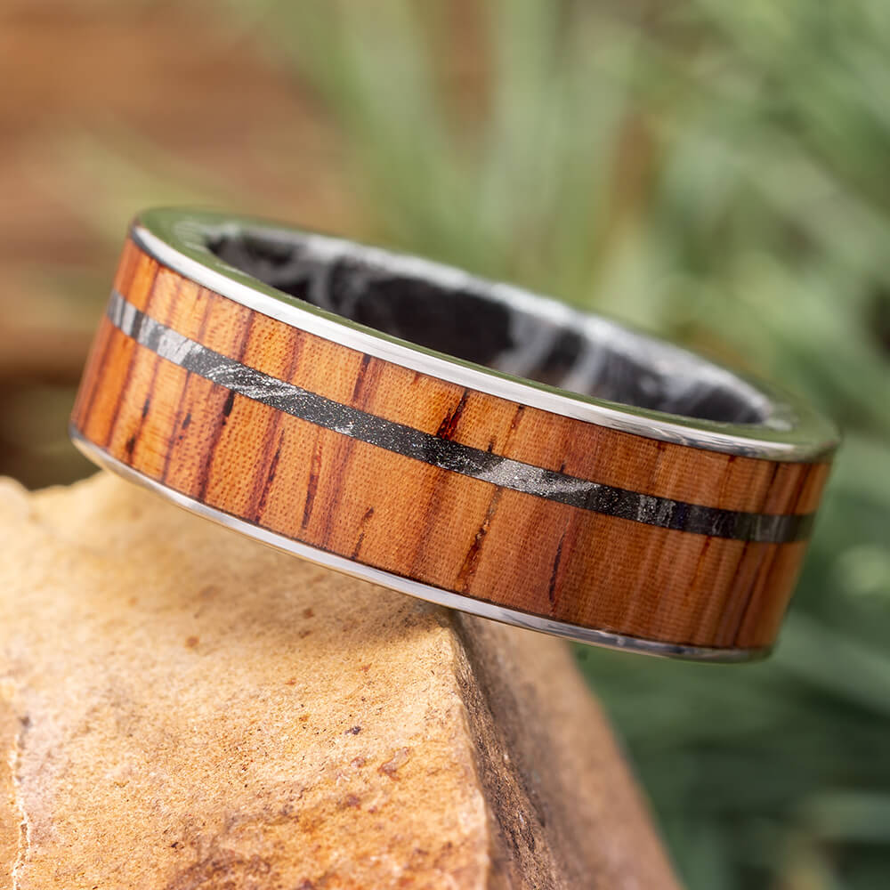Honduran Rosewood and Mokume Wedding Band