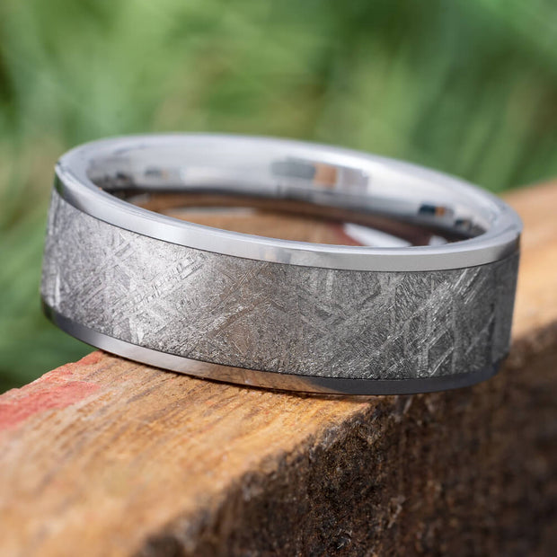 Men's Meteorite and Tungsten Wedding Band