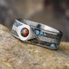Black Fire Opal Ring With Dinosaur Bone And Meteorite Inlays-2181 - Jewelry by Johan