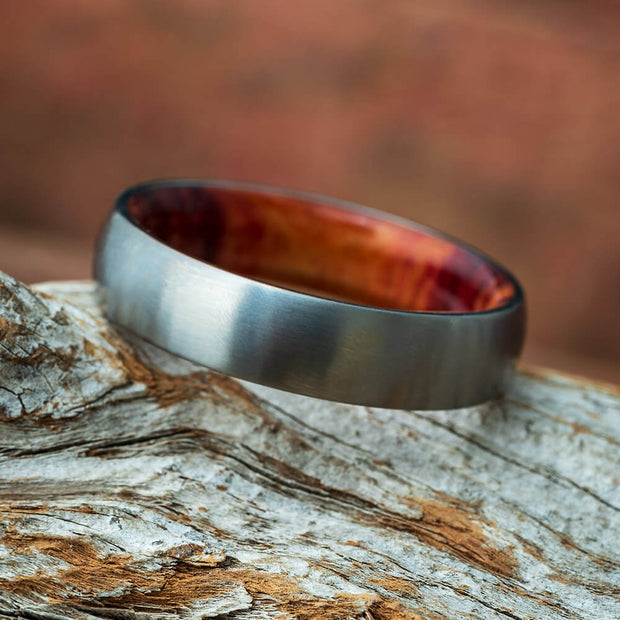 Titanium Wedding Band With Tulipwood Sleeve-2184 - Jewelry by Johan