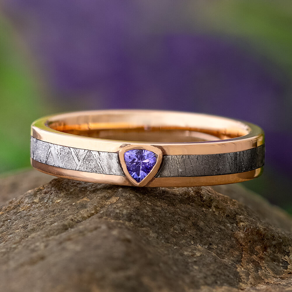Tanzanite Engagement Ring In Rose Gold-2224 - Jewelry by Johan