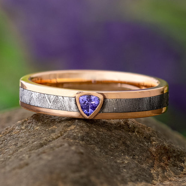 Tanzanite Engagement Ring In Rose Gold-2224 - Jewelry by Johan