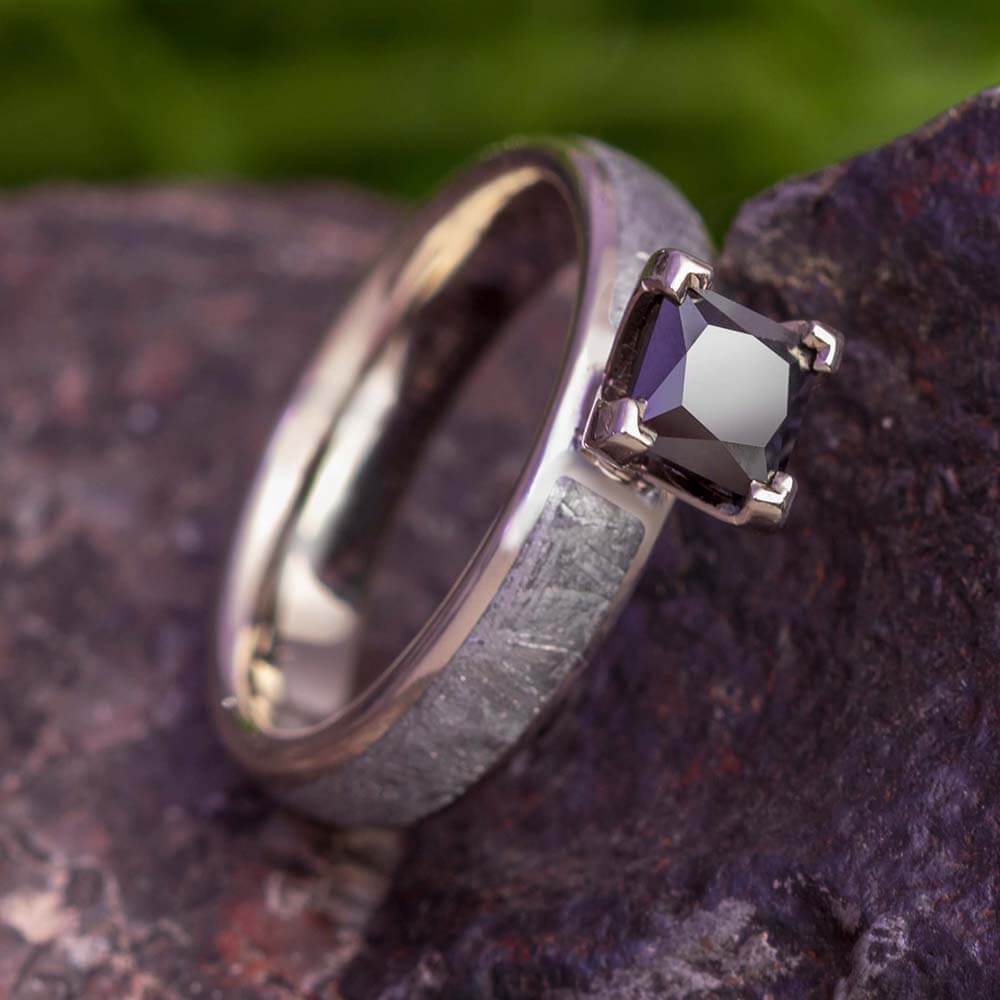 Platinum Emerald Cut Black Diamond Engagement Ring 6.59 Carat Anniversary  Ring Large Unique Certified Handmade