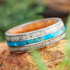 Antler and Wood Wedding Band with Turquoise