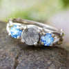 Aquamarine and Meteorite Engagement Ring