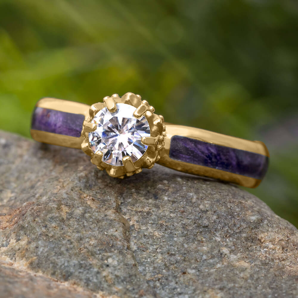 Gold Lotus Engagement Ring