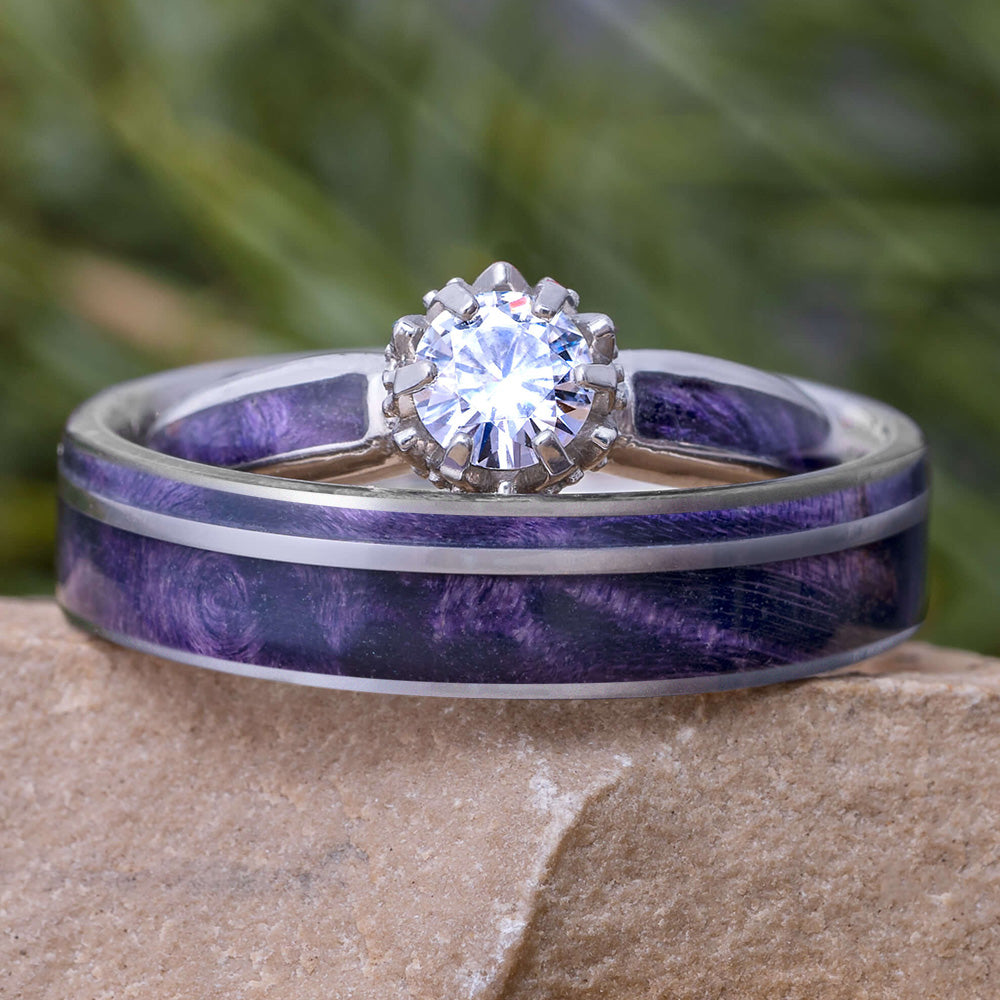 Purple diamond wedding set Clearance