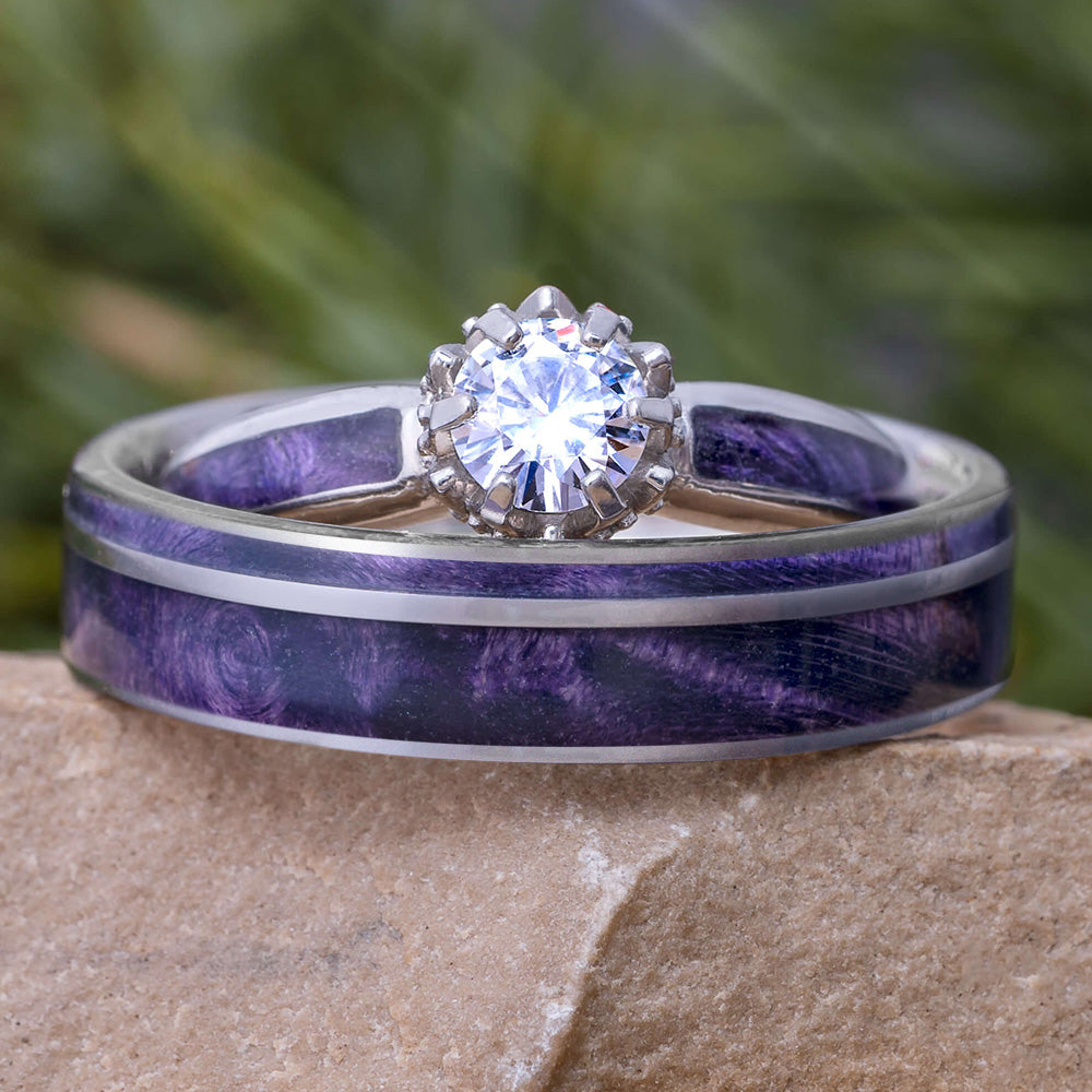 Purple Wood Wedding Rings