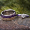 Antler and Purple Wood Wedding Band