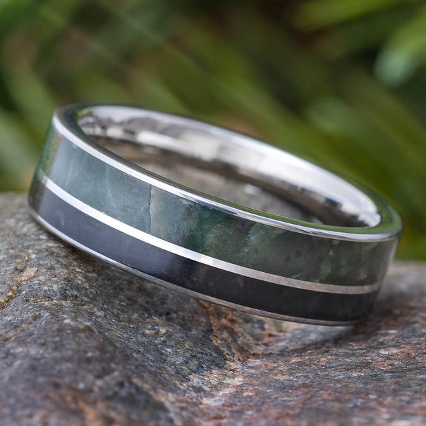 Jade and Obsidian Wedding Band