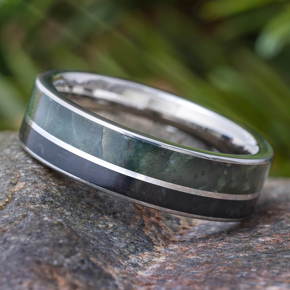 Green Jade Wedding Band Jewelry By Johan - Main Image