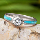 Platinum and Turquoise Engagement Ring