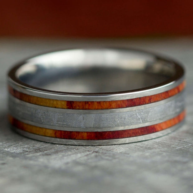 Meteorite and Tulipwood Wedding Band